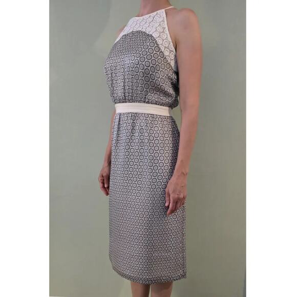 Raoul Caroline 100% Silk Lace Print Dress US 14 NWT Elegant Midi Cocktail - Picture 2 of 10